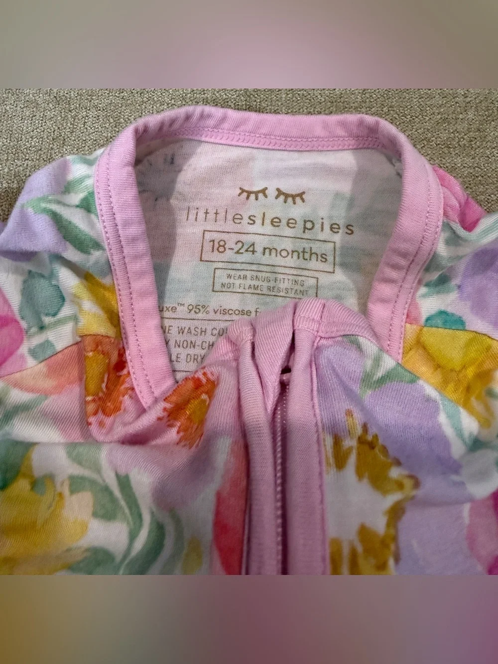 Little Sleepies Watercolor Meadow Shorty Zippy 18-24 Months